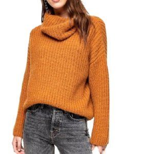 TOPSHOP Mustard Cowl Neck Long Sleeve Ribbed Knit Sweater - Size 8/10